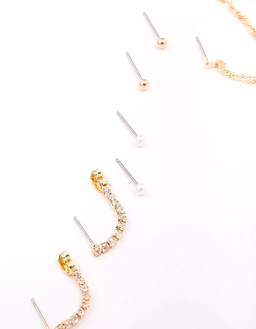 Gold Mixed Chain & Drop Earring 4-Pack