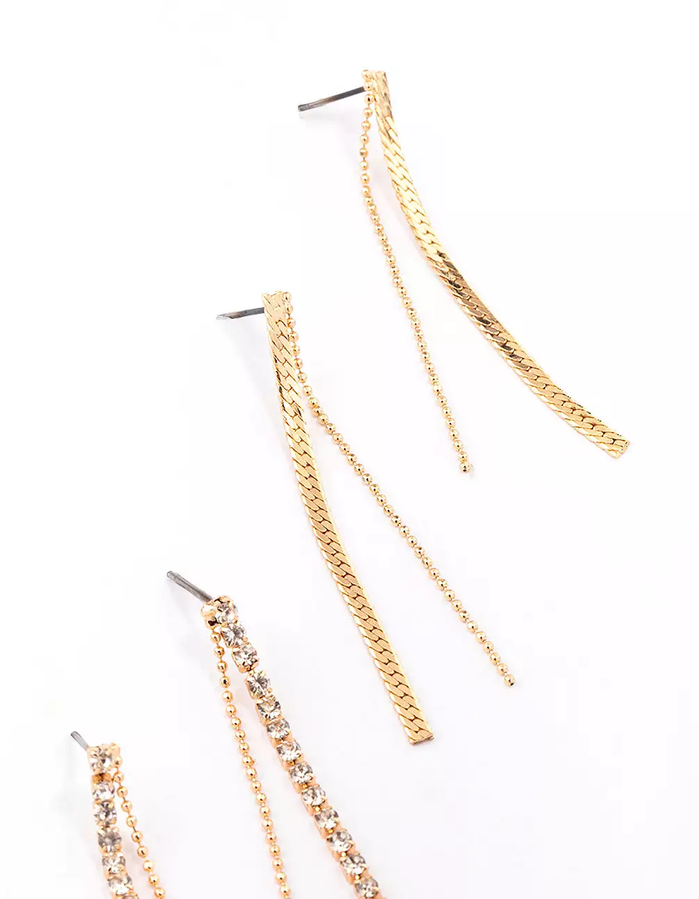 Gold Multi Chain Drop Earring 3-Pack