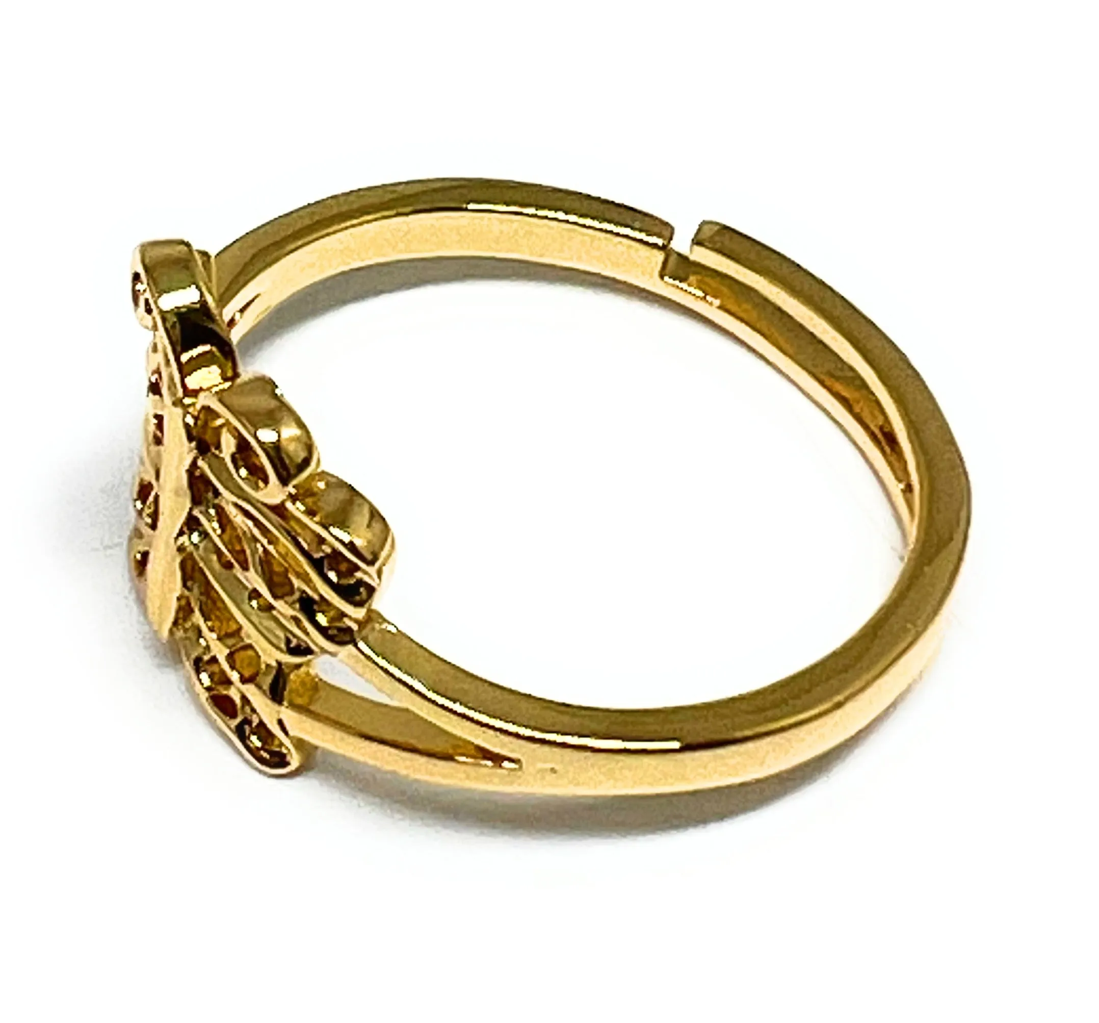 Gold Plated Butterfly Ring Anillo Adjustable Sizes (5-12)