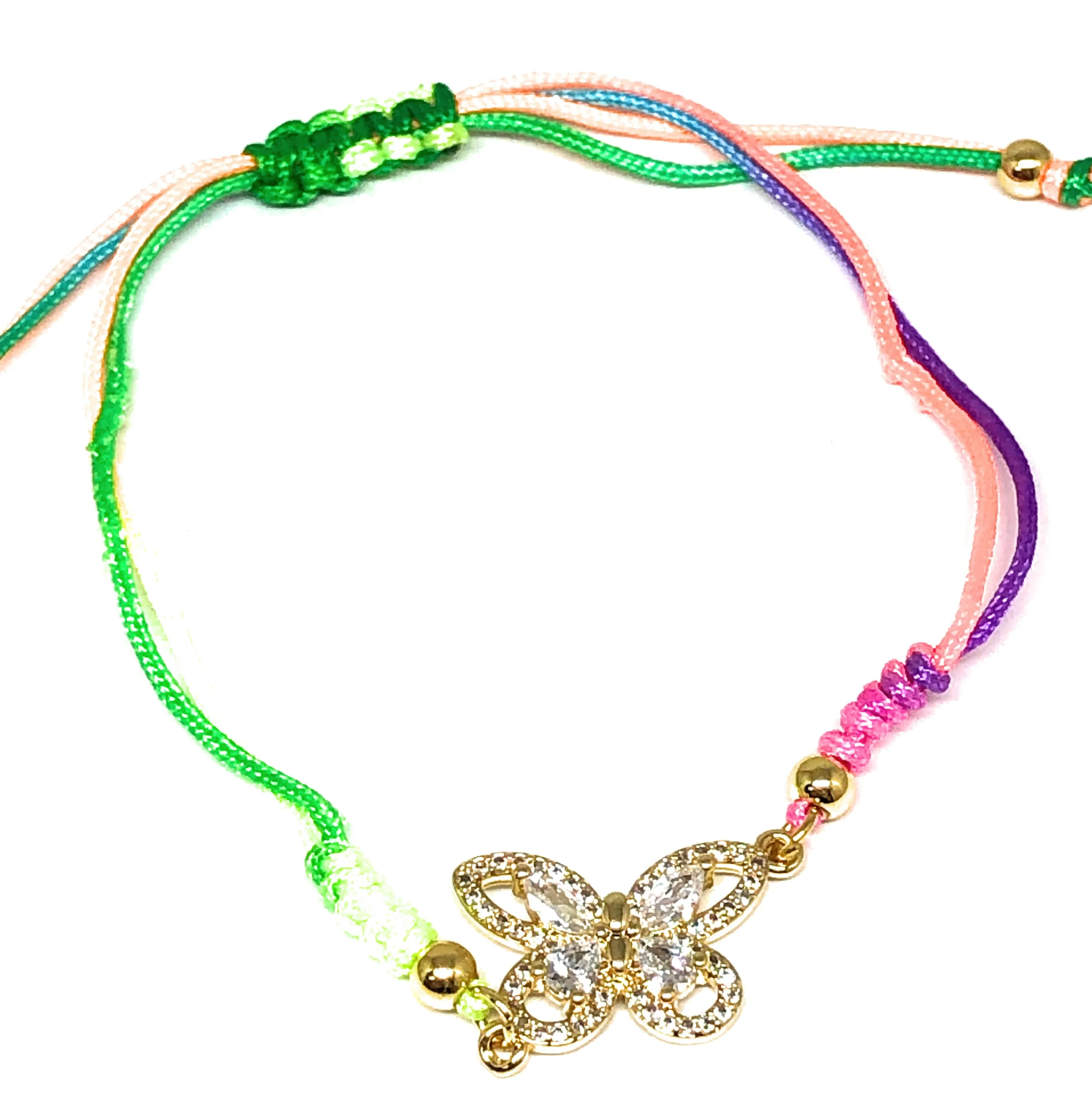 Gold Plated Colorful Butterfly Bracelet Pulsera 8 Adjustable