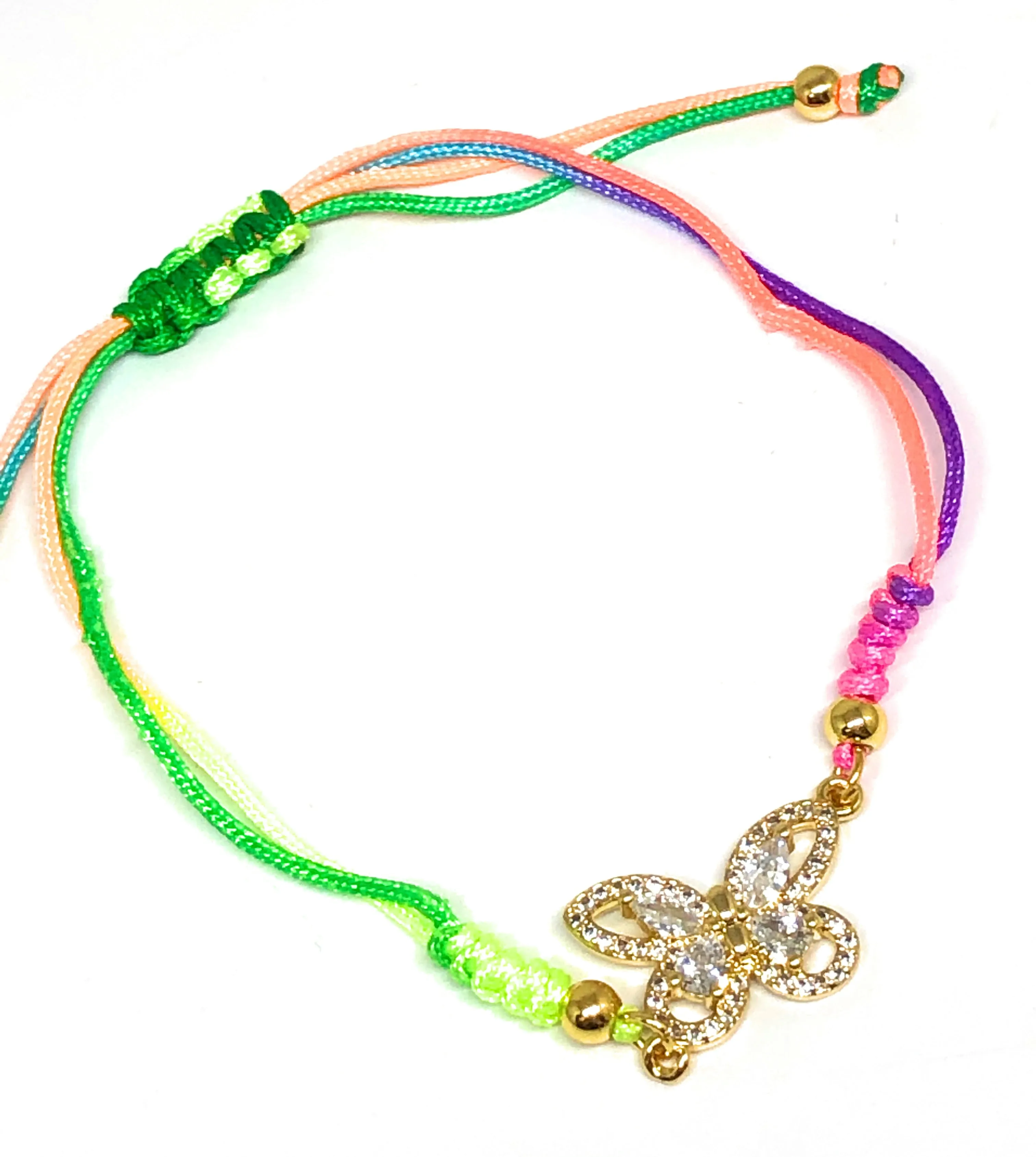 Gold Plated Colorful Butterfly Bracelet Pulsera 8 Adjustable