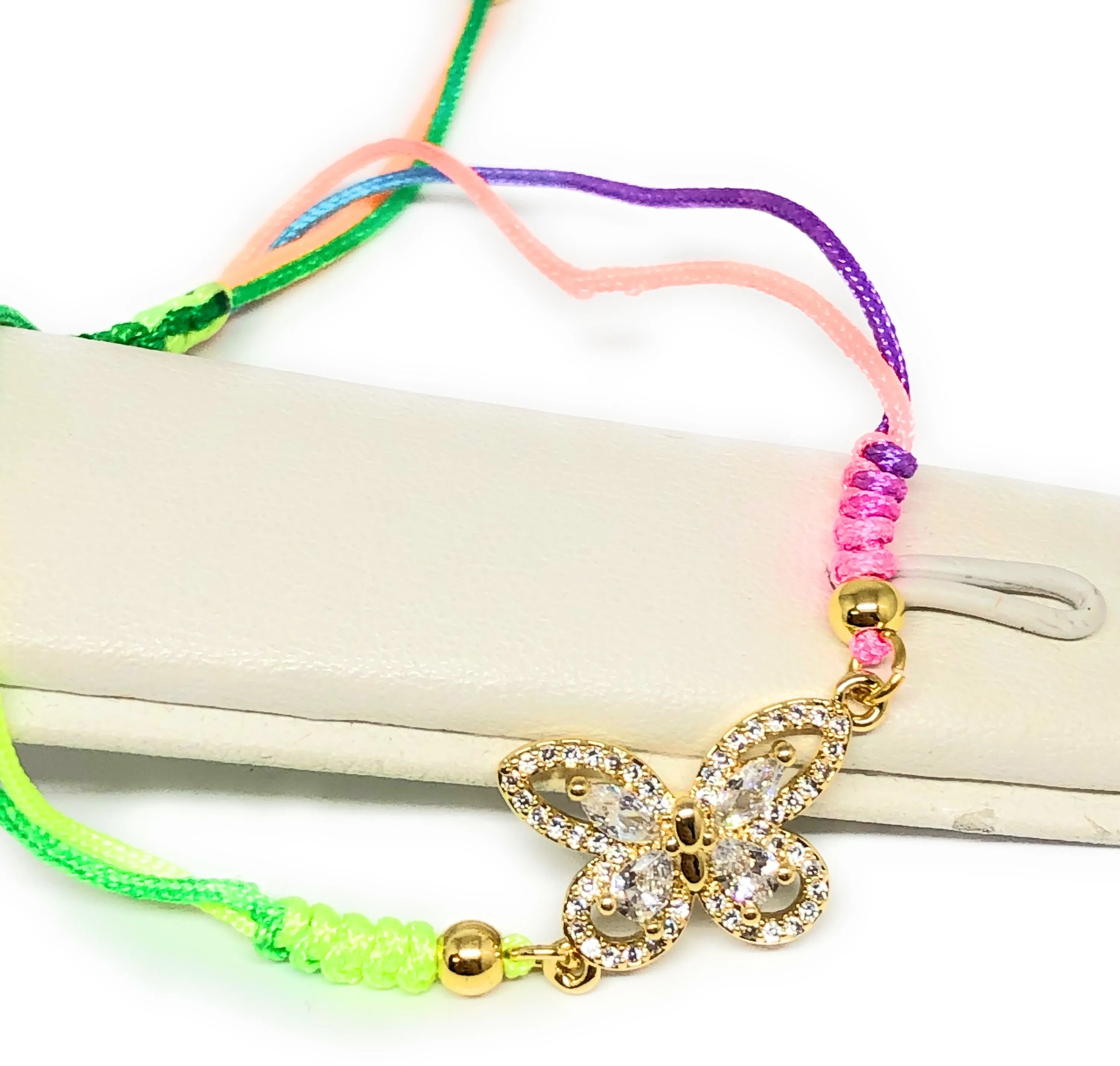 Gold Plated Colorful Butterfly Bracelet Pulsera 8 Adjustable