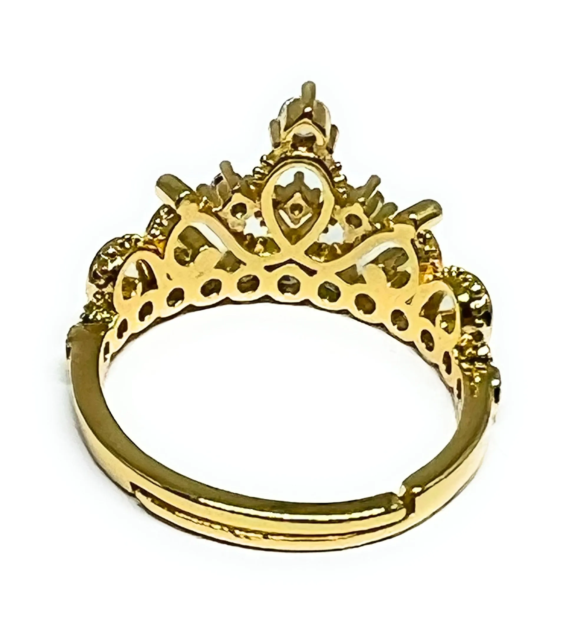 Gold Plated Crown CZ Adjustable Ring Anillo Adjustable Sizes (5-12)