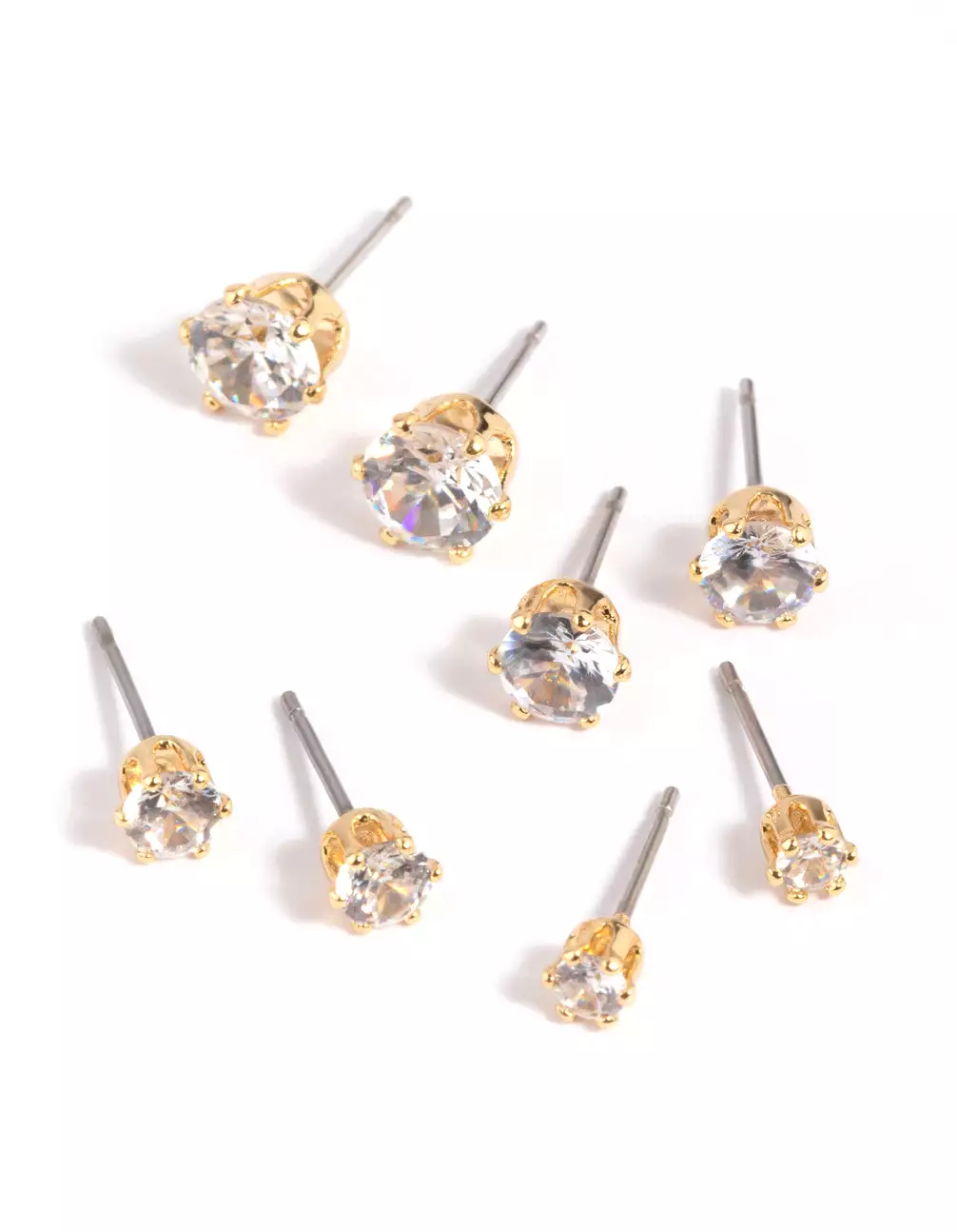 Gold Plated Cubic Zirconia Ascending Earring Stack 8-Pack