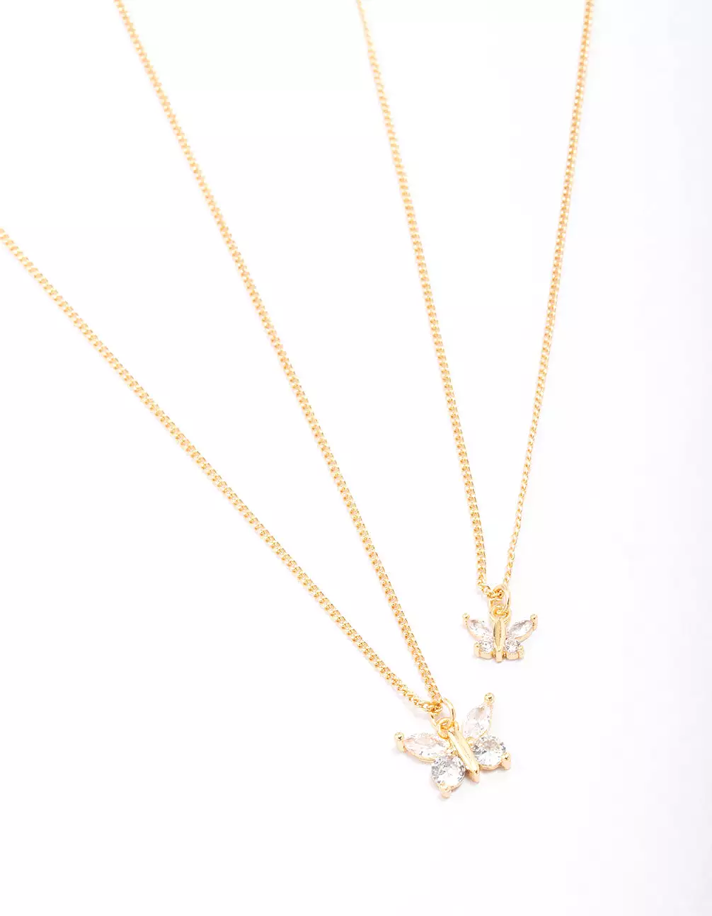 Gold Plated Cubic Zirconia Butterfly Necklace Pack