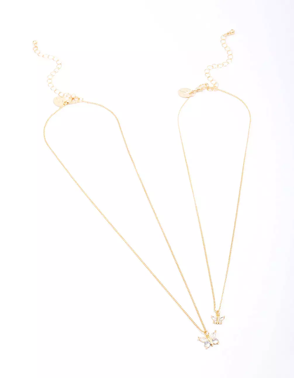 Gold Plated Cubic Zirconia Butterfly Necklace Pack