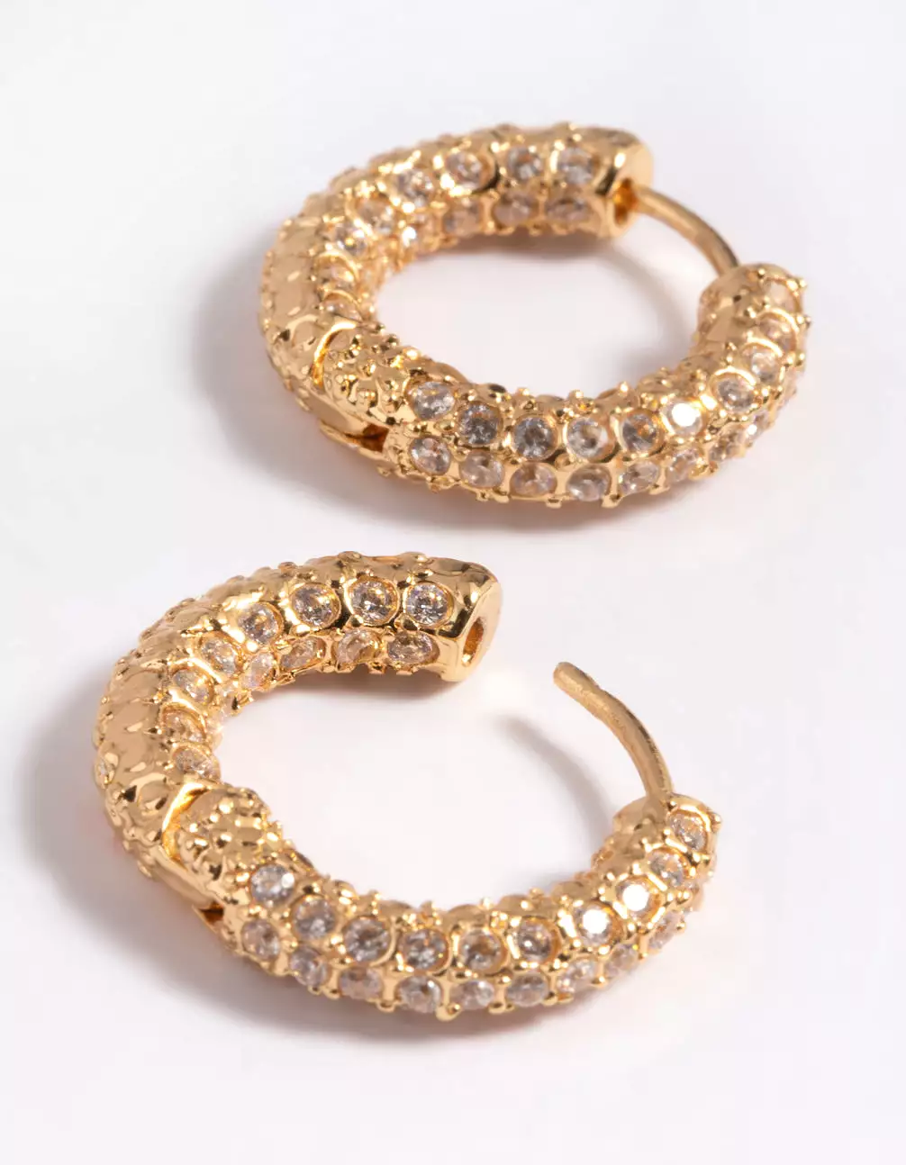 Gold Plated Cubic Zirconia Huggie Earrings