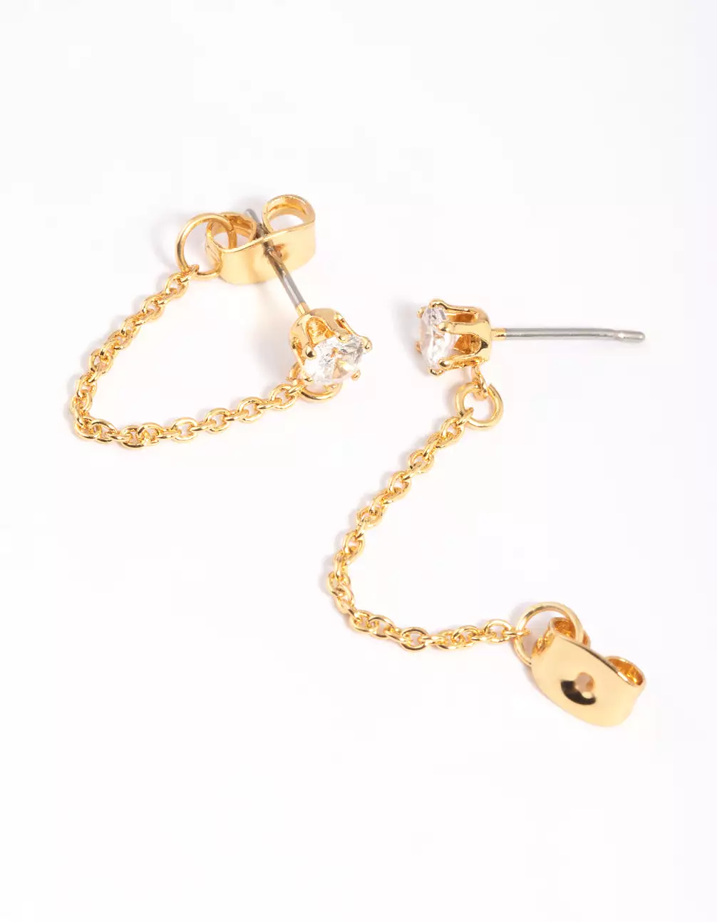 Gold Plated Cubic Zirconia Jacket Earrings