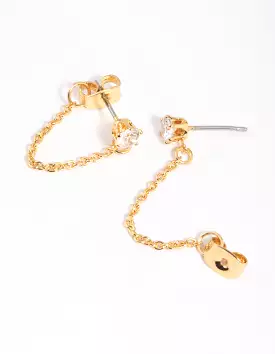 Gold Plated Cubic Zirconia Jacket Earrings