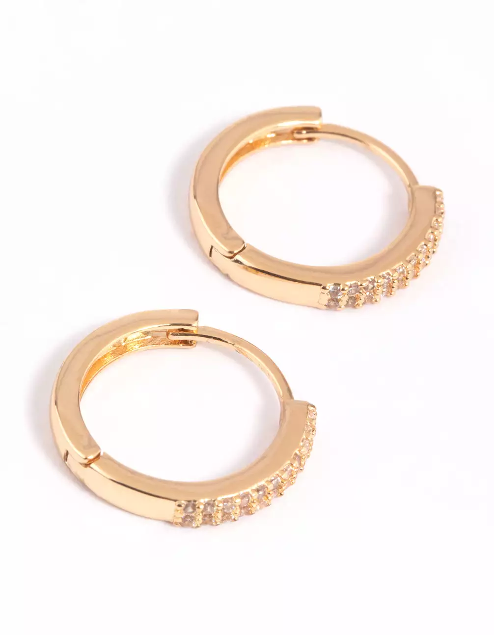 Gold Plated Cubic Zirconia Small Huggie Hoop Earrings