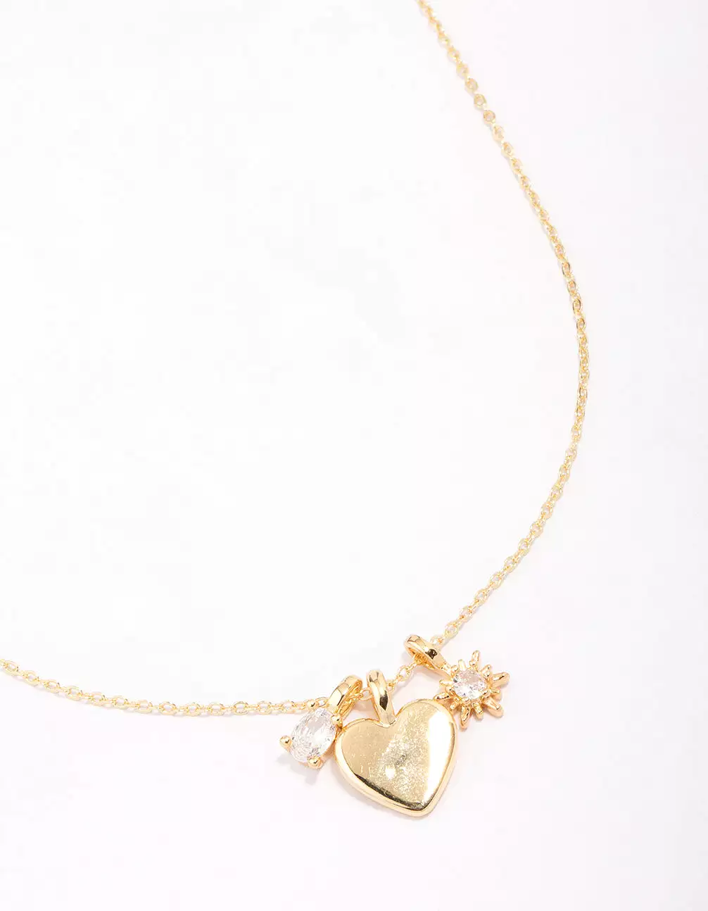 Gold Plated Heart Cubic Zirconia Pendant Necklace