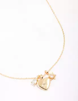 Gold Plated Heart Cubic Zirconia Pendant Necklace