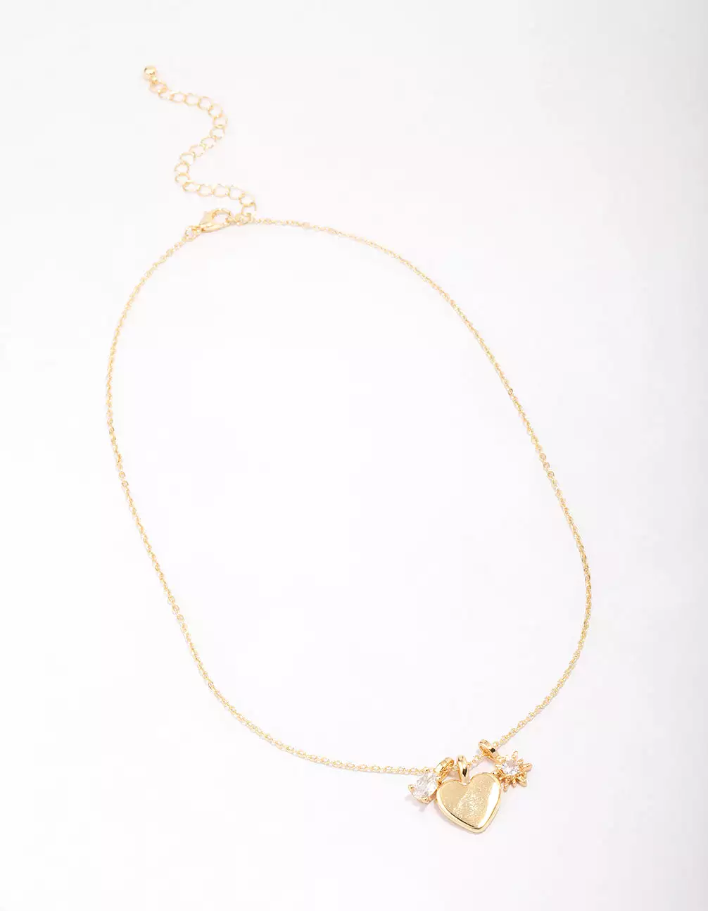 Gold Plated Heart Cubic Zirconia Pendant Necklace