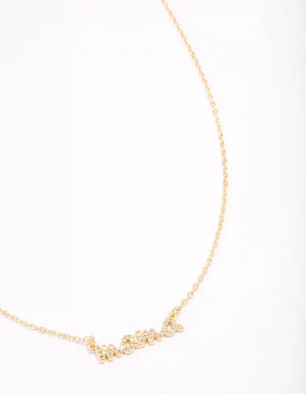 Gold Plated Mama Cubic Zirconia Pendant Necklace