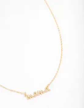 Gold Plated Mama Cubic Zirconia Pendant Necklace