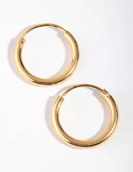 Gold Plated Sterling Silver 15x2MM Hoop Earrings