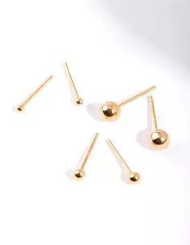 Gold Plated Sterling Silver Ball Earring Pack