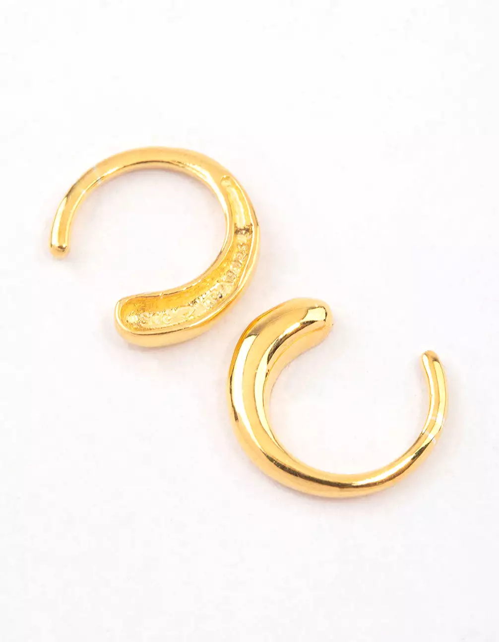 Gold Plated Sterling Silver Calligraphy Hoop Earrings