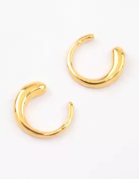 Gold Plated Sterling Silver Calligraphy Hoop Earrings