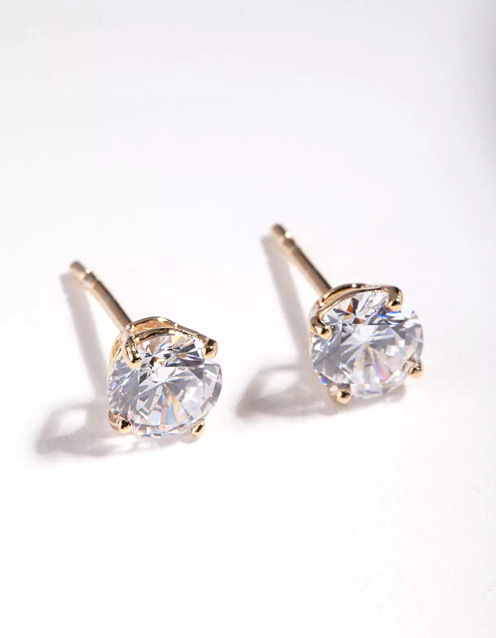 Gold Plated Sterling Silver Cubic Zirconia 1/2 Carat Stud Earrings