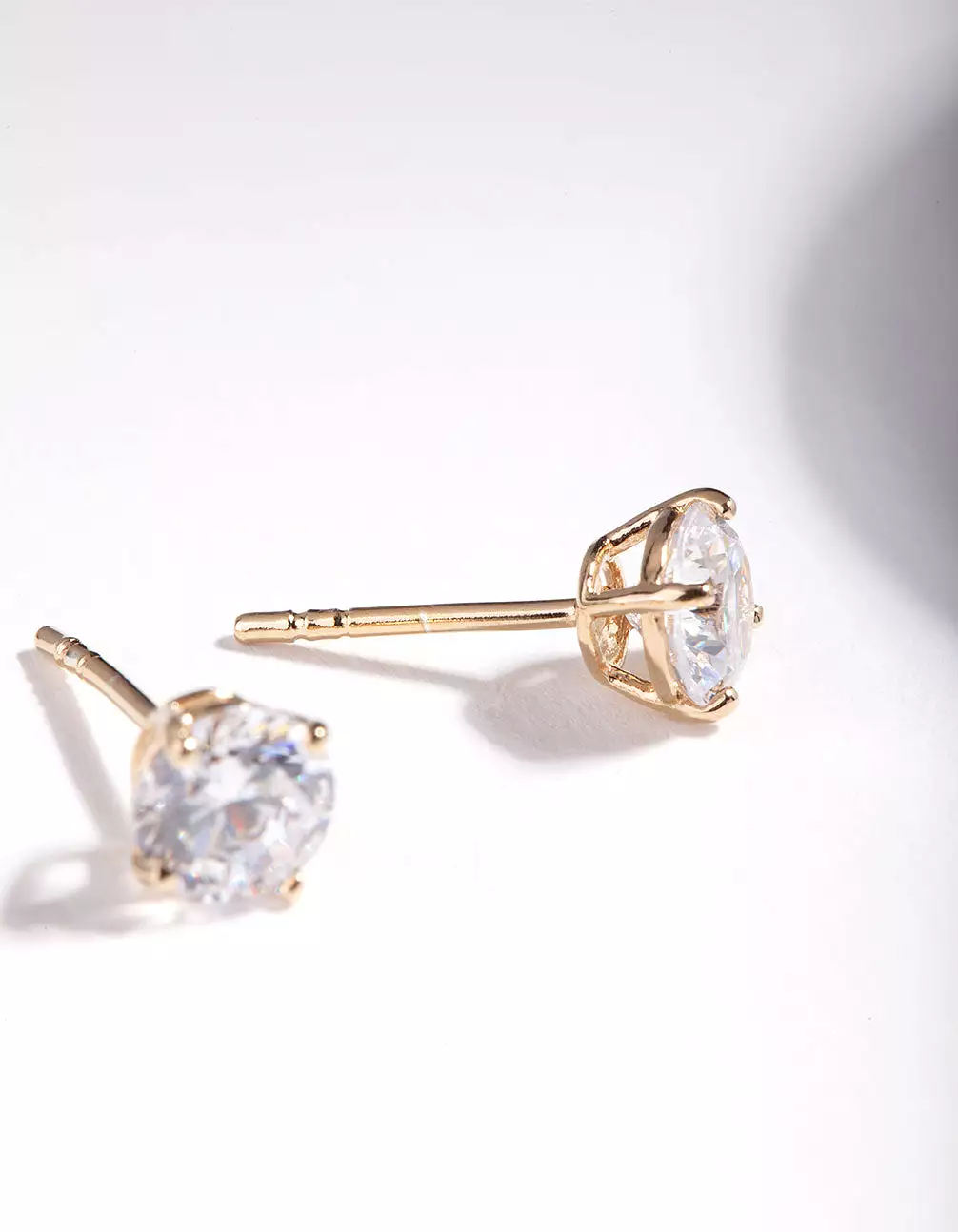 Gold Plated Sterling Silver Cubic Zirconia 1/2 Carat Stud Earrings