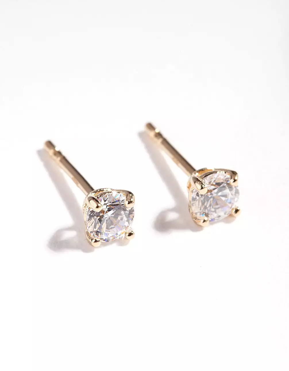 Gold Plated Sterling Silver Cubic Zirconia 1/4 Carat Stud Earrings