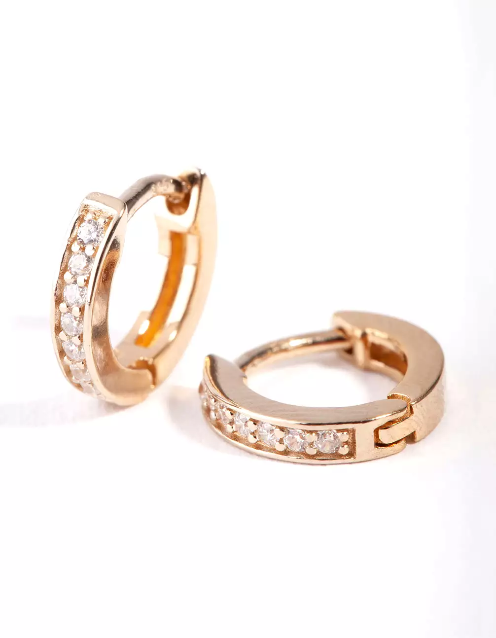 Gold Plated Sterling Silver Cubic Zirconia Huggie Earrings