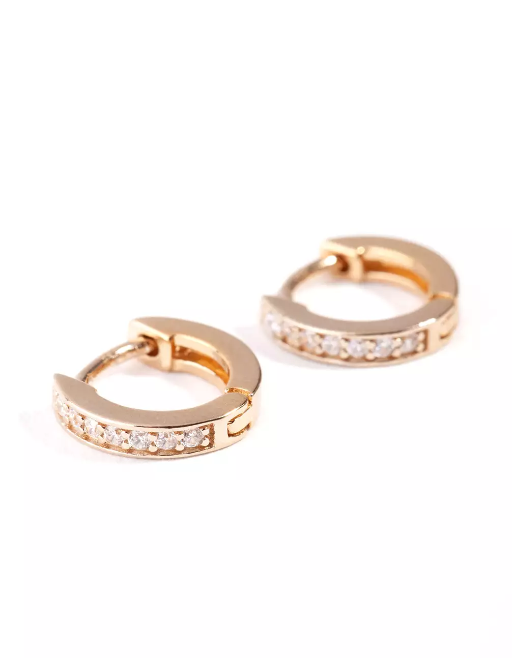 Gold Plated Sterling Silver Cubic Zirconia Huggie Earrings