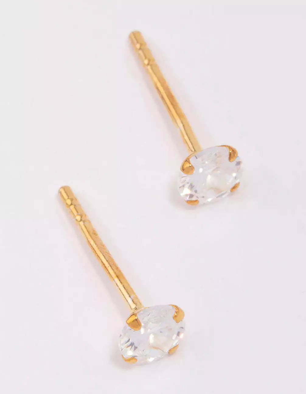 Gold Plated Sterling Silver Cubic Zirconia Srud Earrings