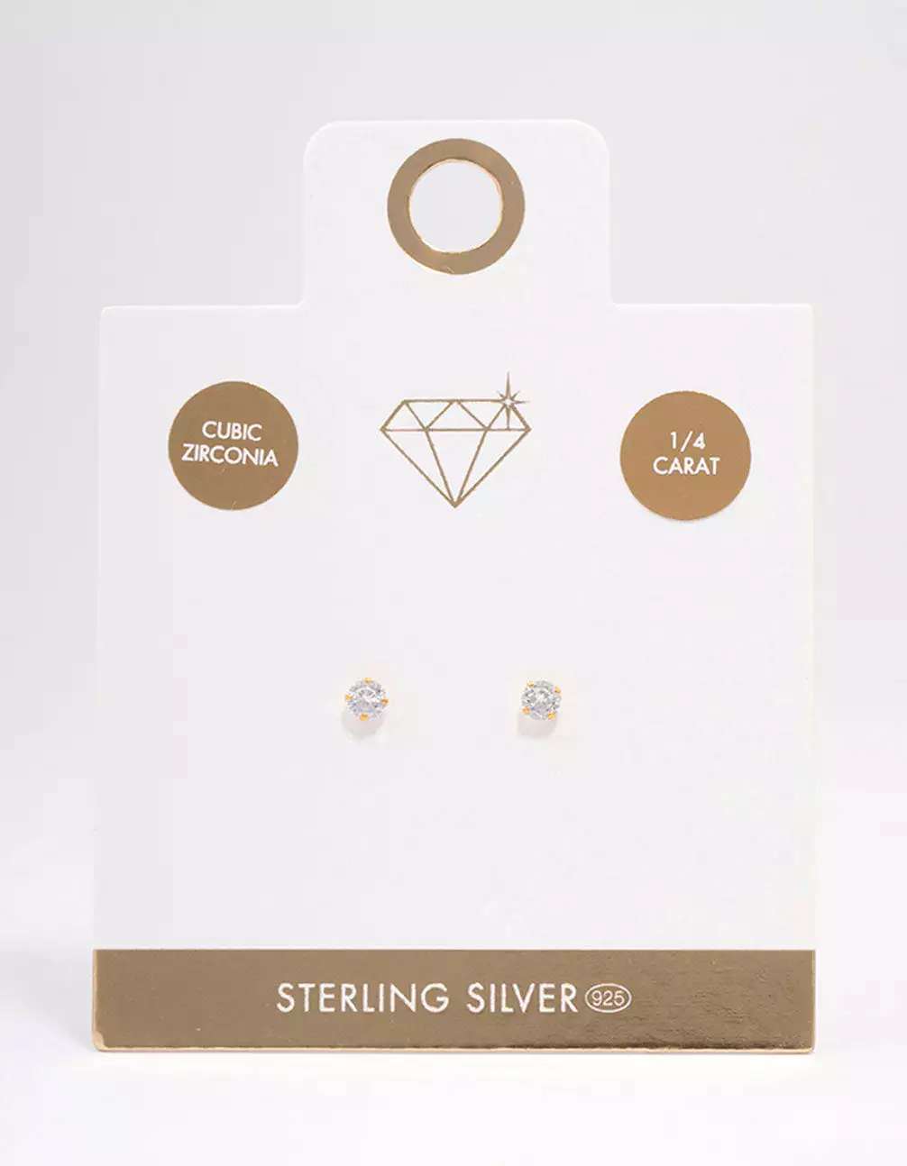 Gold Plated Sterling Silver Cubic Zirconia Srud Earrings