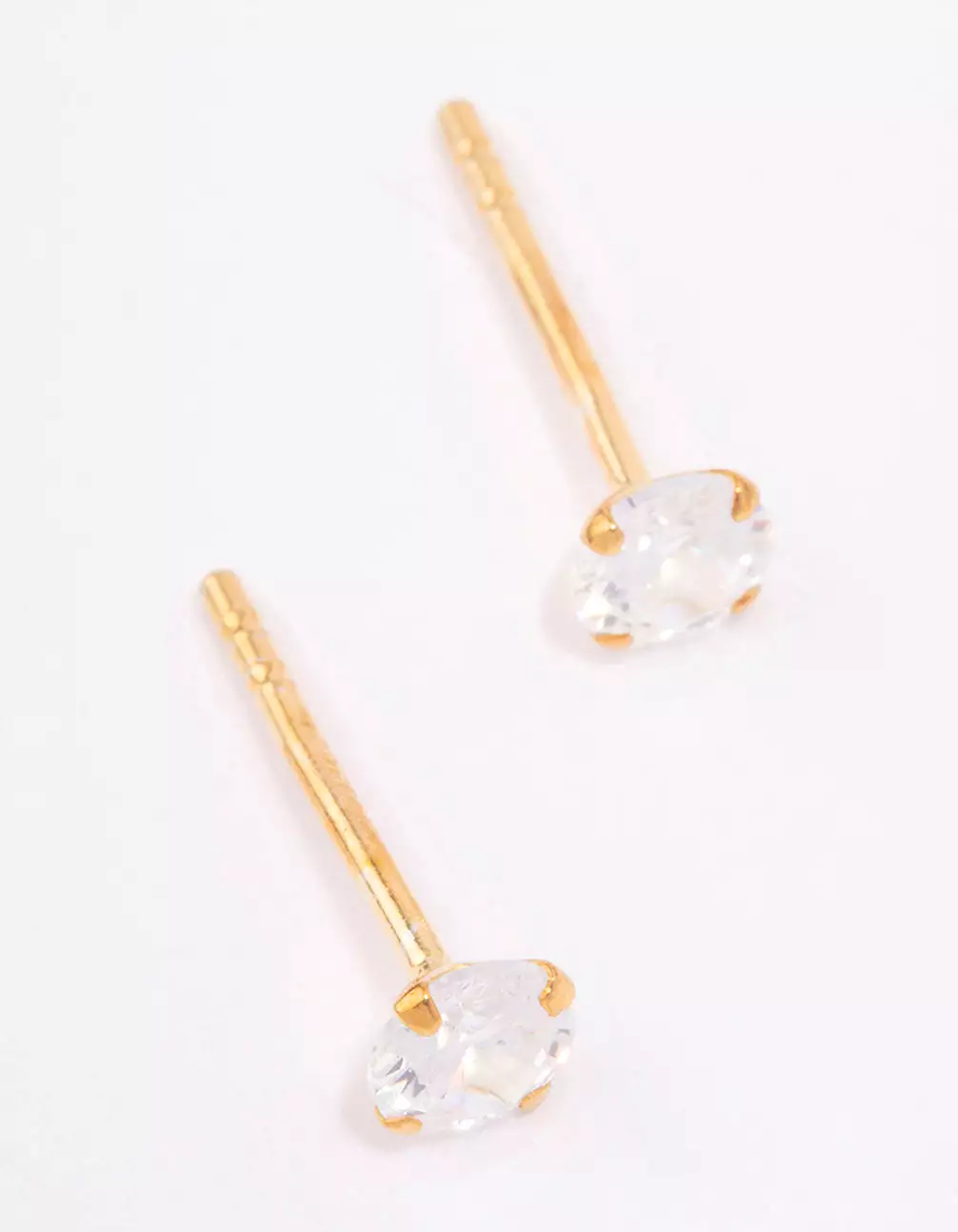 Gold Plated Sterling Silver Cubic Zirconia Srud Earrings