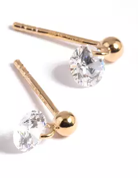 Gold Plated Sterling Silver Diamante Stud Earrings