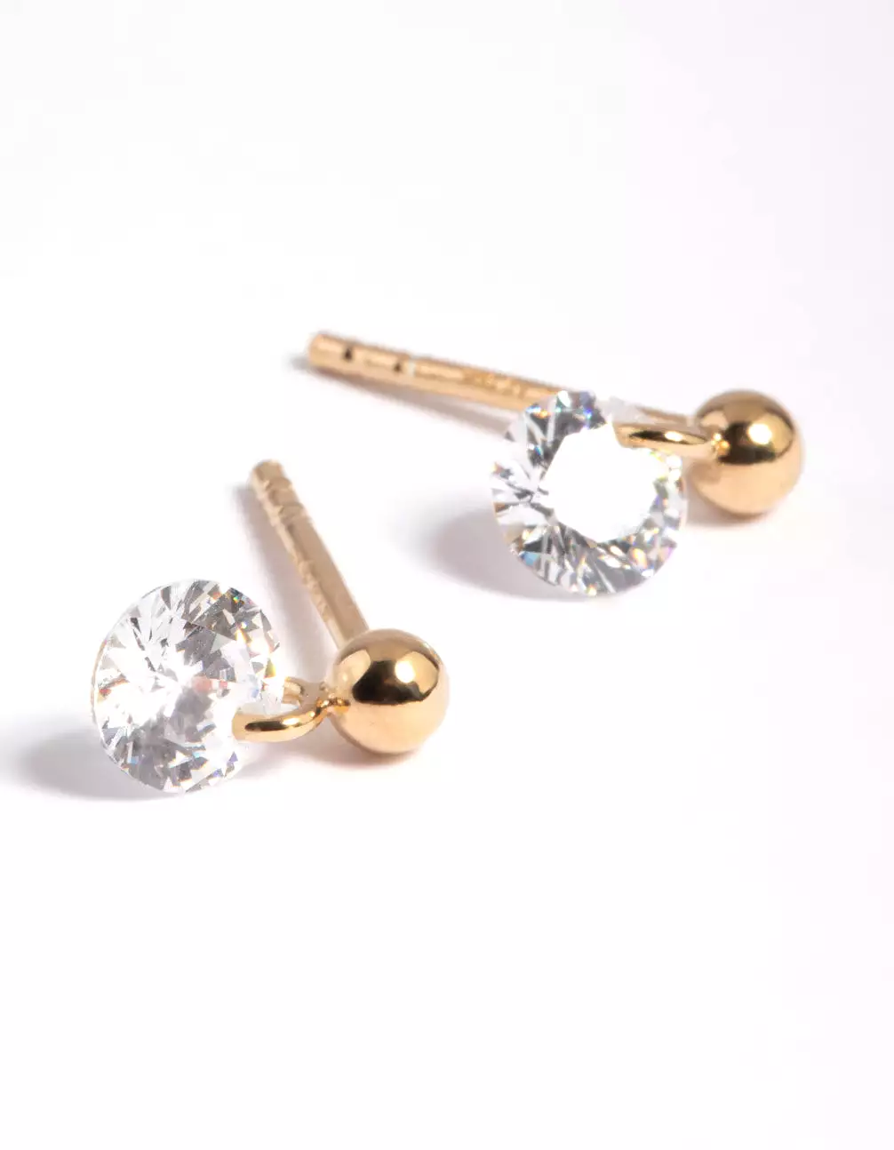 Gold Plated Sterling Silver Diamante Stud Earrings