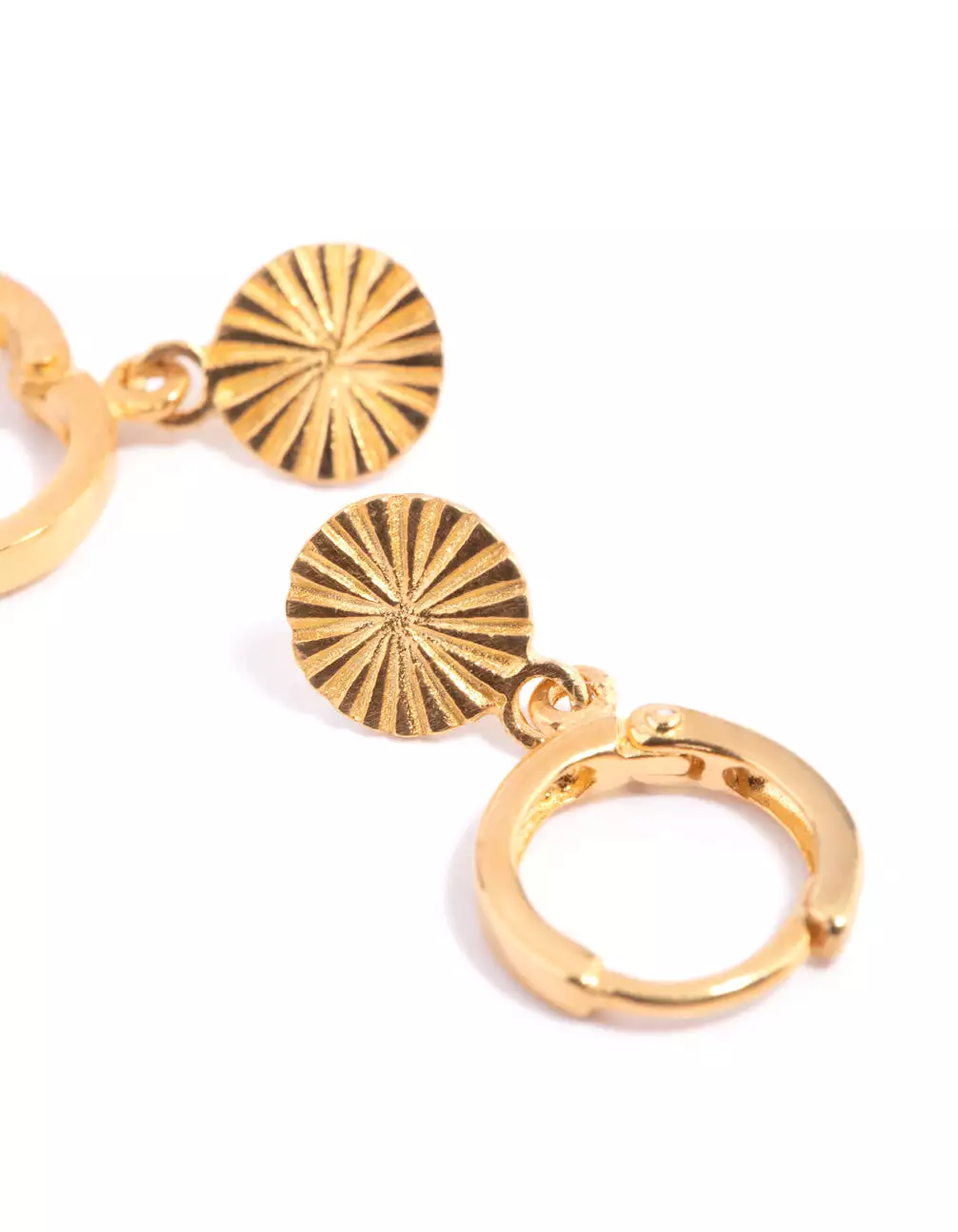 Gold Plated Sterling Silver Etched Huggie Hoop Earrings