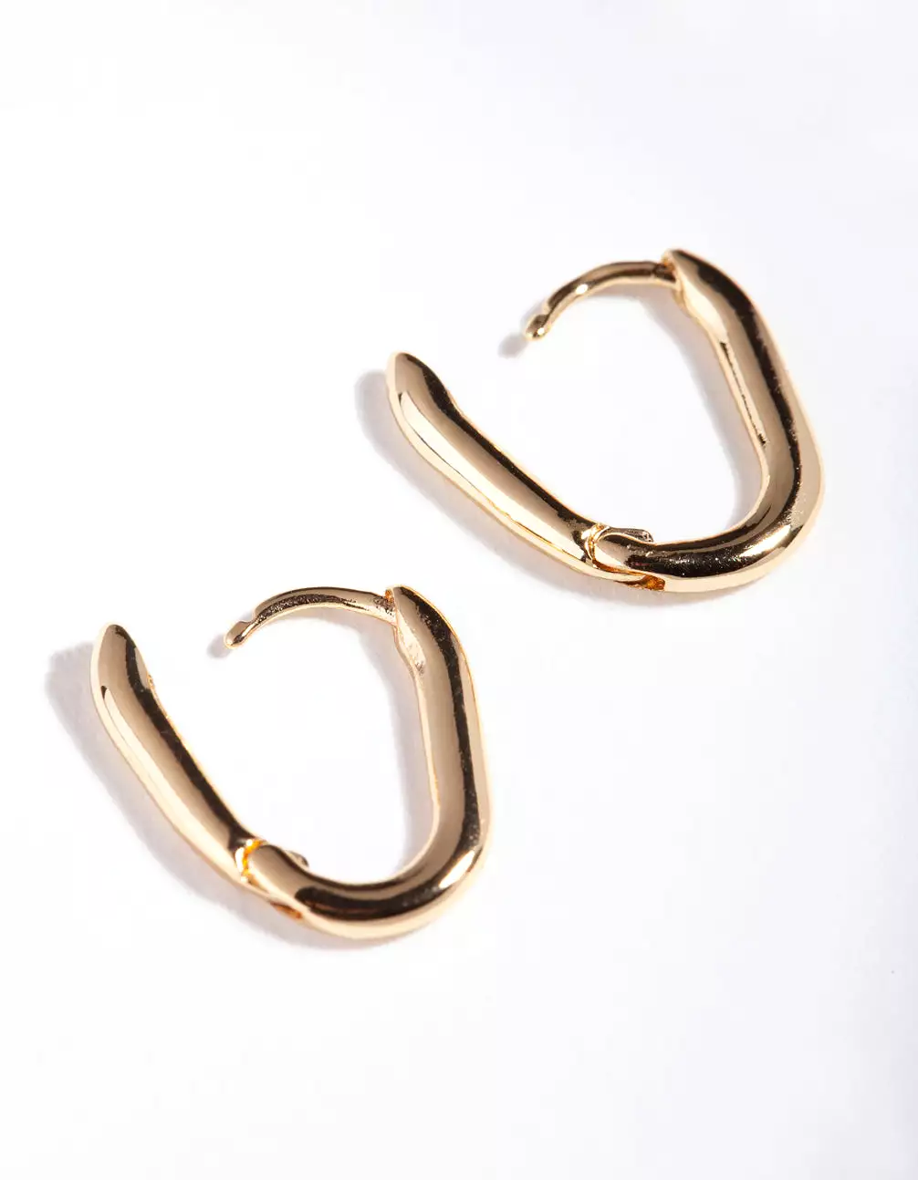 Gold Plated Sterling Silver Long Oval Huggie Earrings