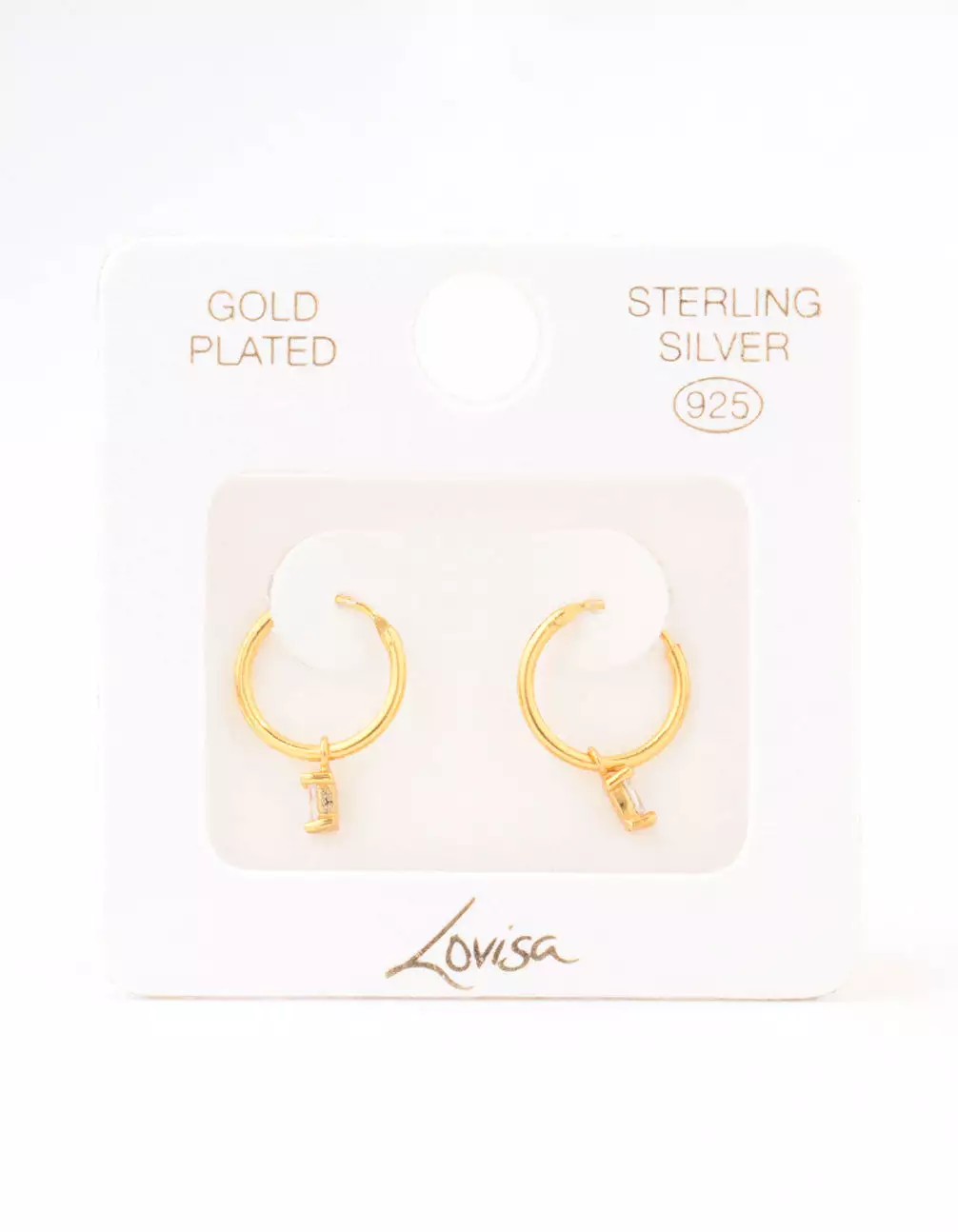 Gold Plated Sterling Silver Oval Cubic Zirconia Hoop Earrings