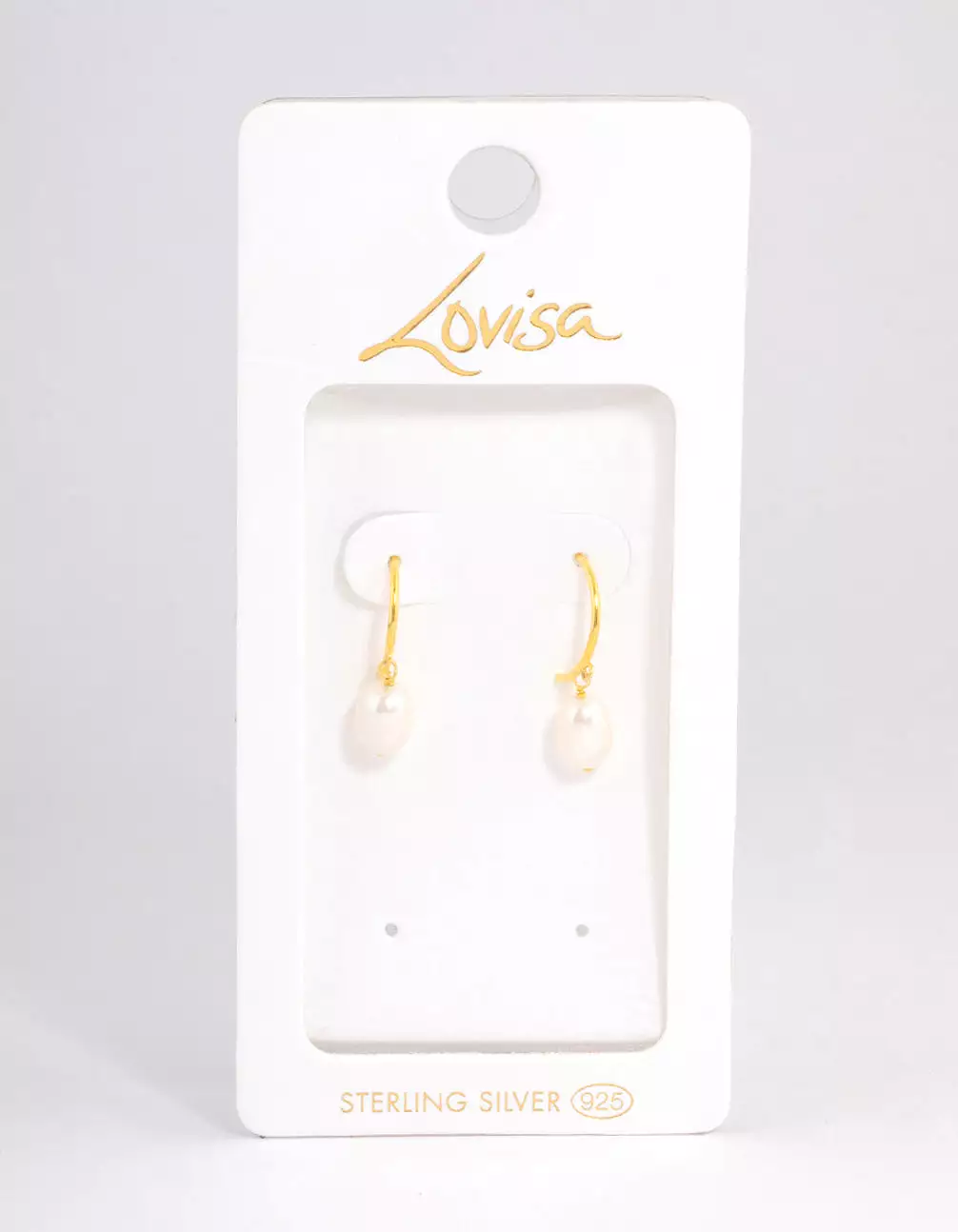 Gold Plated Sterling Silver Pearl Drop Hoop Earrings