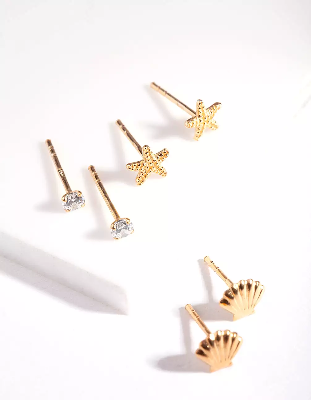 Gold Plated Sterling Silver Seaside Stud Earring Pack