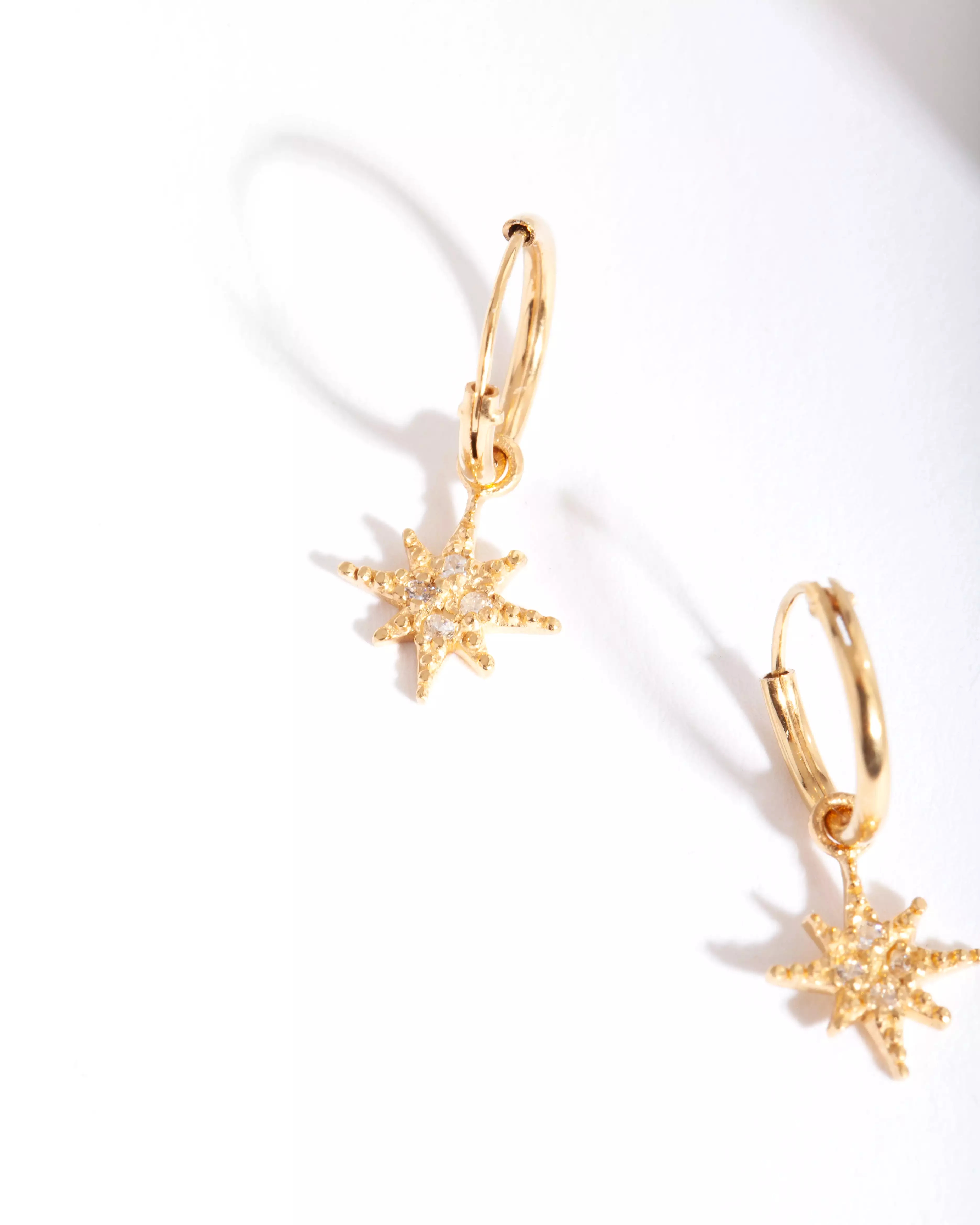 Gold Plated Sterling Silver Star Huggie Earrings