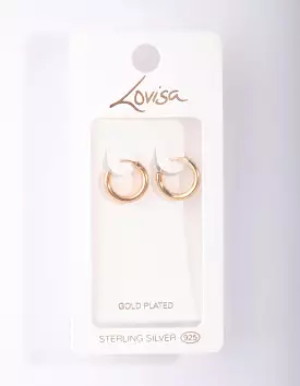 Gold Plated Sterling Silver Tube Hoop Earrings