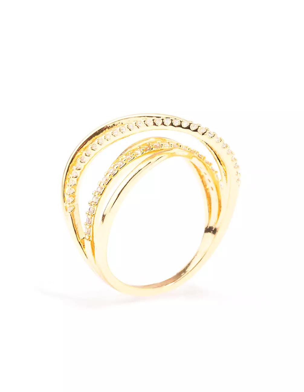 Gold Plated Thin Wrapped Cubic Zirconia Ring