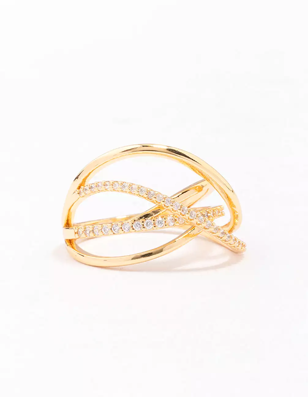 Gold Plated Thin Wrapped Cubic Zirconia Ring