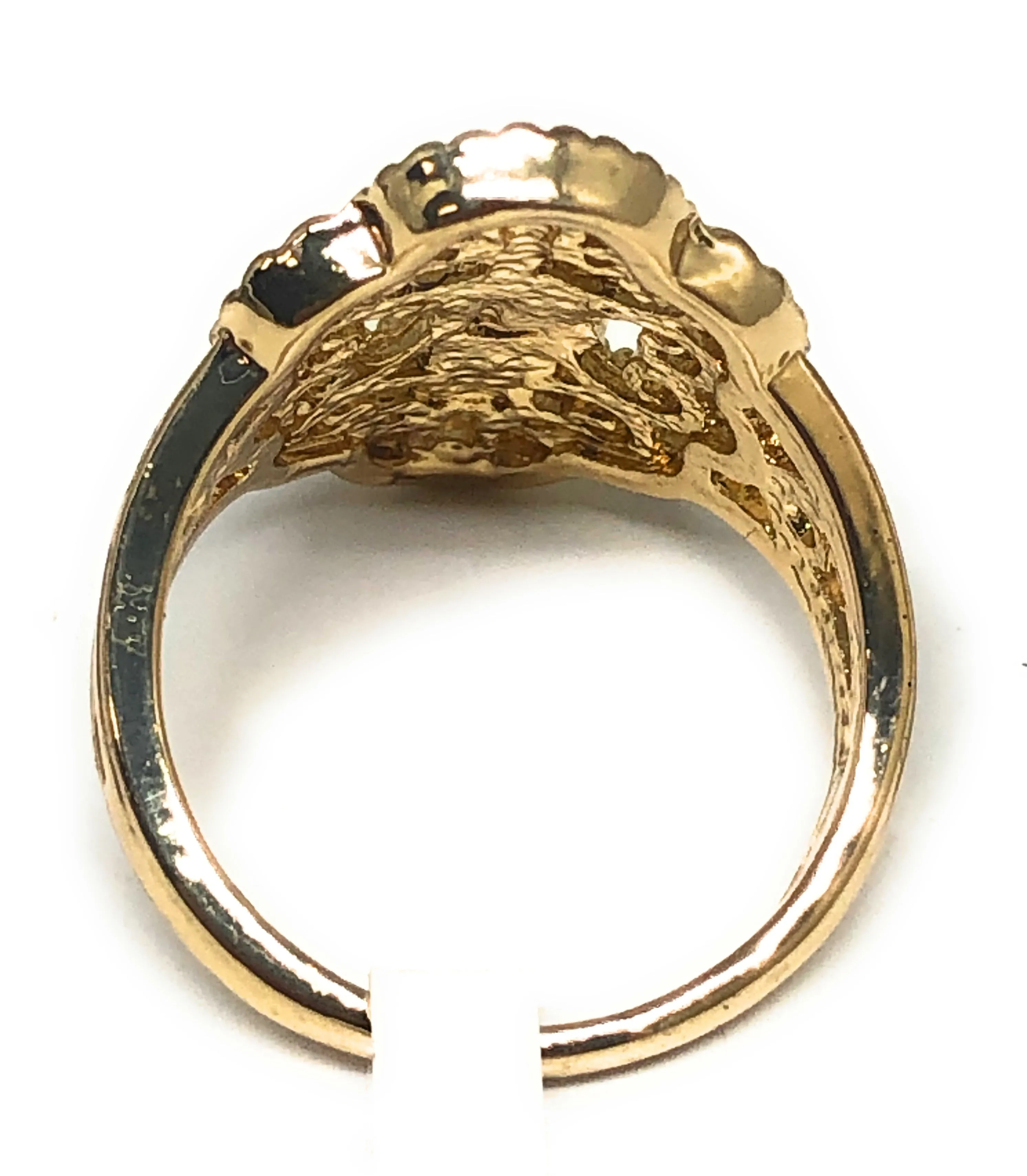 Gold Plated Yellow San Judas Saint Jude Filigree Ring Anillo