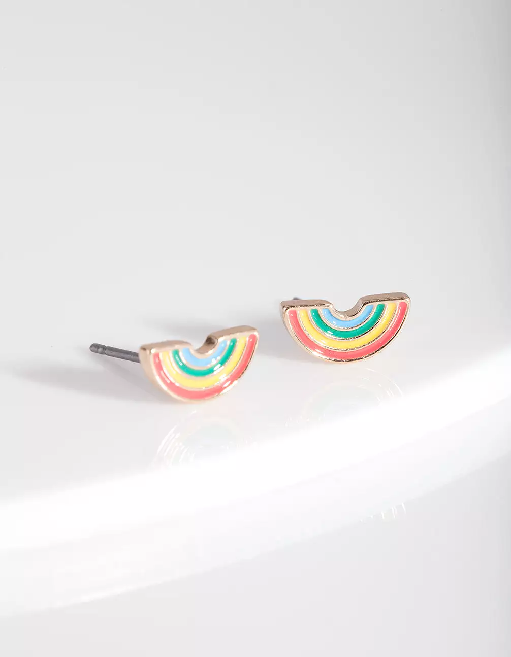 Gold Rainbow Stud Earrings