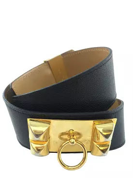 Hermes Leather Gold Plated Collier de Chien Belt Size 65