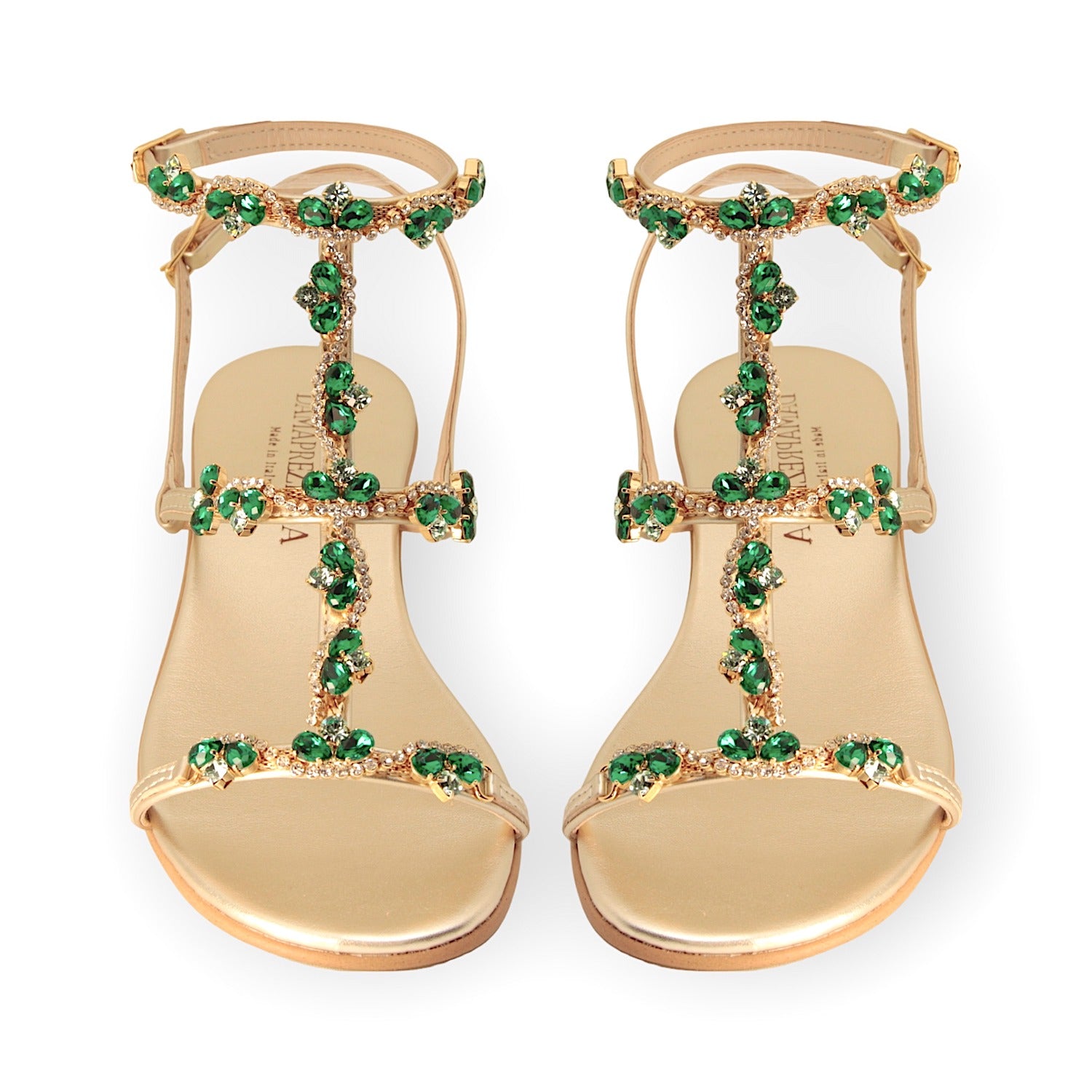 IRINA SANDAL WITH EMERALD GREEN CRYSTAL DROP