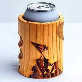 Iwo Jima Engraved Wood Beer Koozie - Veterans - Marines - Honor  Made in USA