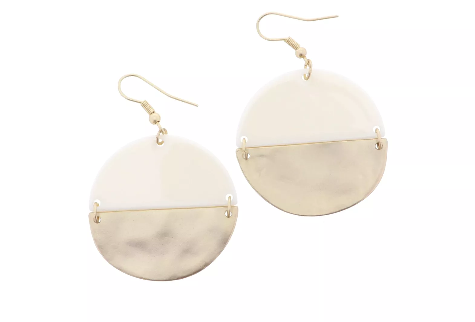 Jane Marie | IVORY HALF CIRCLE WITH HINGED GOLD HALF CIRCLE EARRING