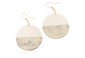 Jane Marie | IVORY HALF CIRCLE WITH HINGED GOLD HALF CIRCLE EARRING