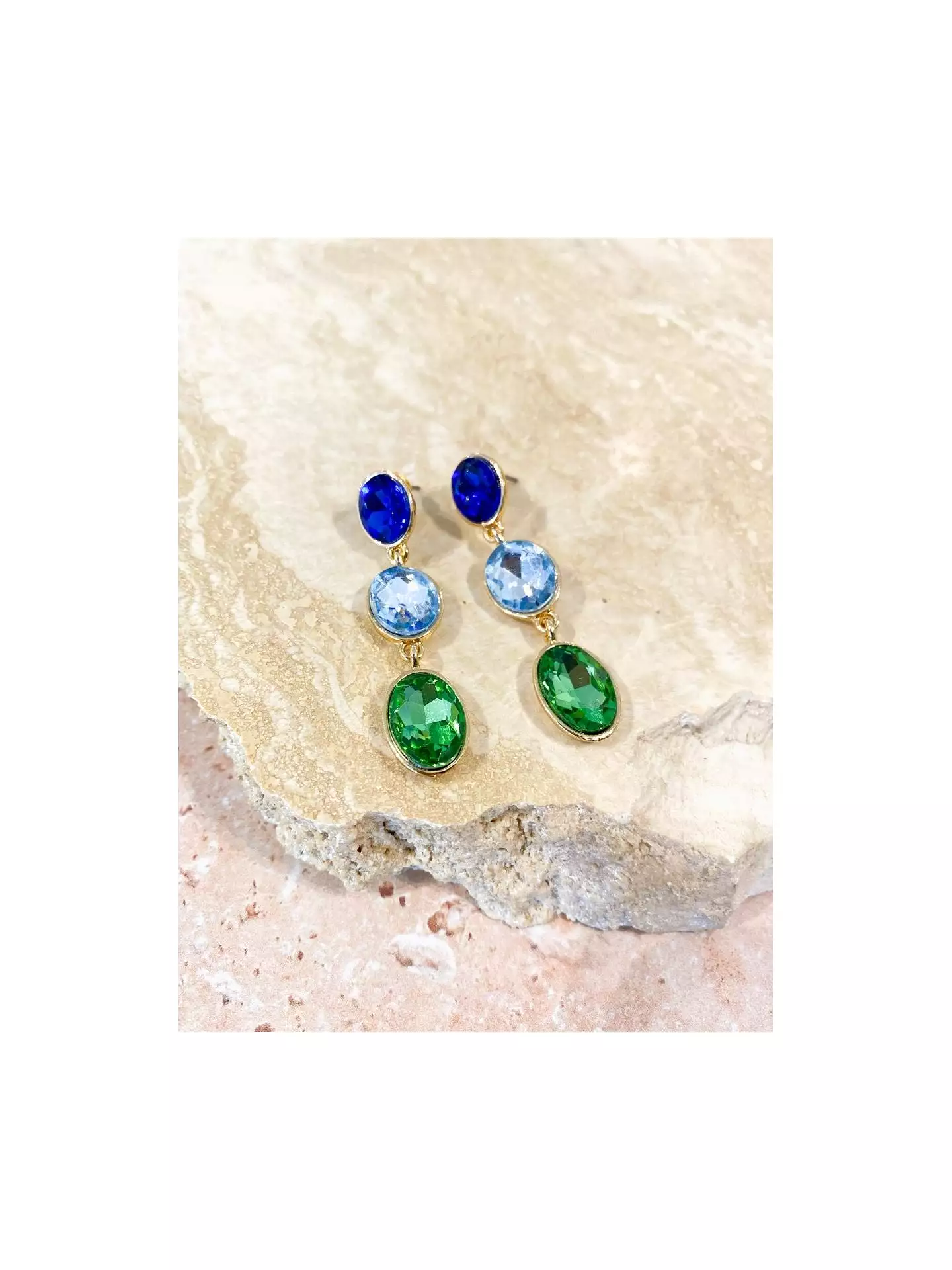 Jewel Circle Drop Earring (Blue & Green)